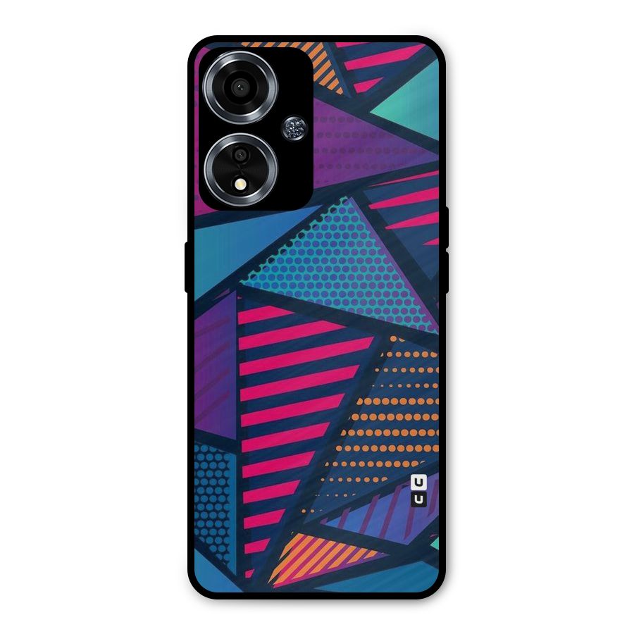Abstract Lines Polka Metal Back Case for Oppo A59