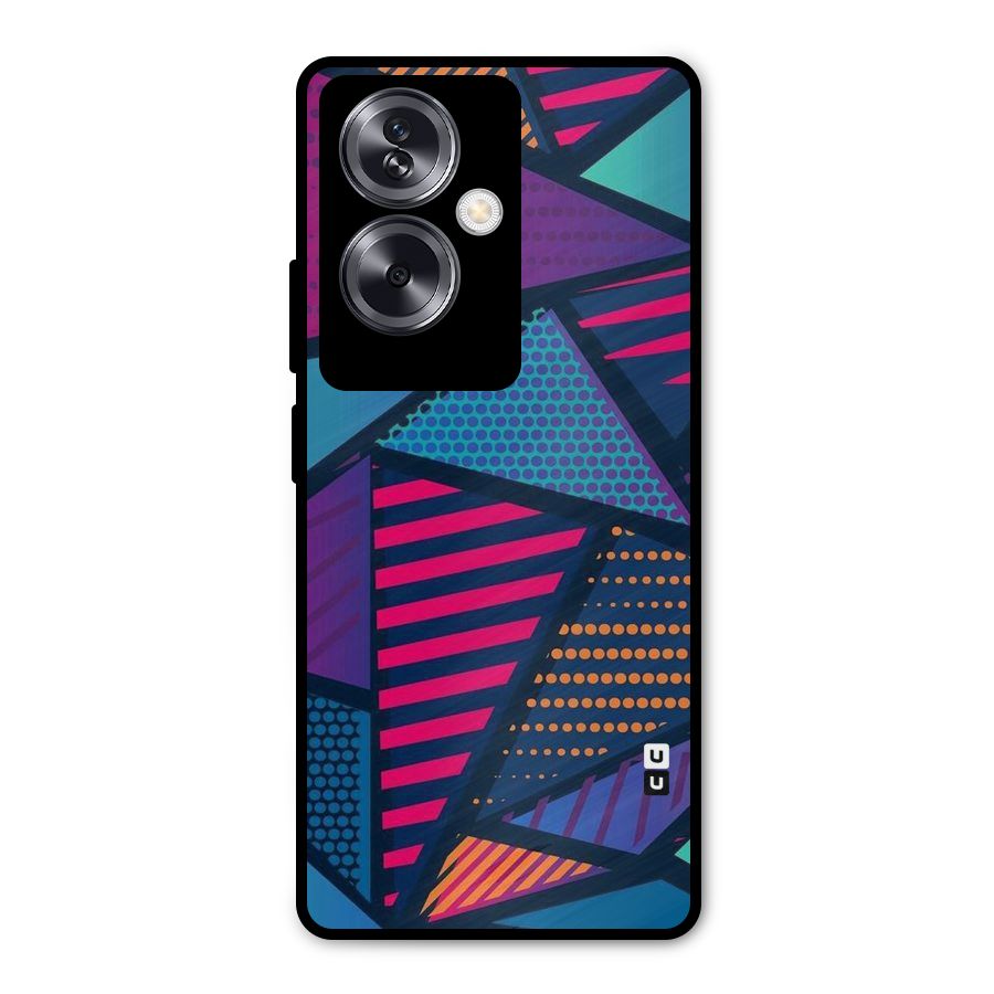 Abstract Lines Polka Metal Back Case for Oppo A79 5G