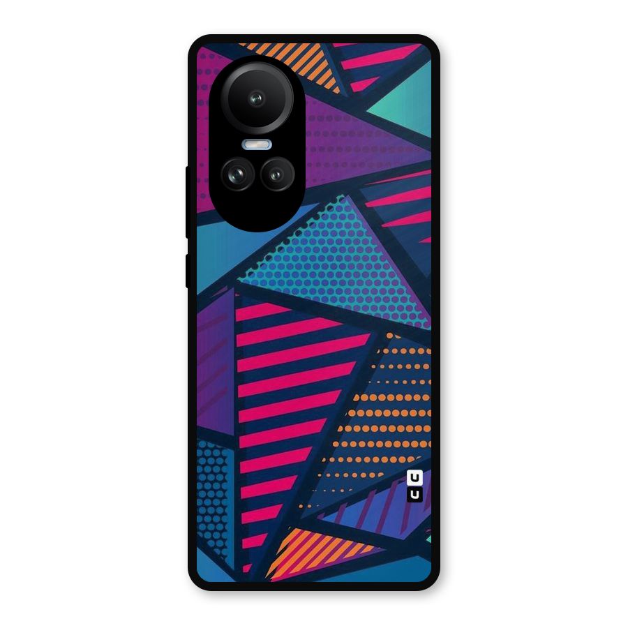 Abstract Lines Polka Metal Back Case for Oppo Reno10 Pro