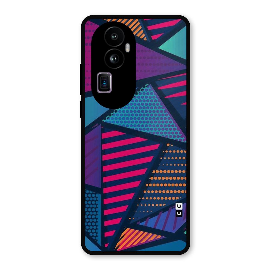 Abstract Lines Polka Metal Back Case for Oppo Reno10 Pro Plus