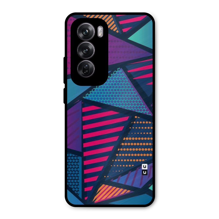 Abstract Lines Polka Metal Back Case for Oppo Reno12 Pro
