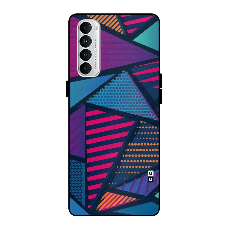 Abstract Lines Polka Metal Back Case for Oppo Reno4 Pro