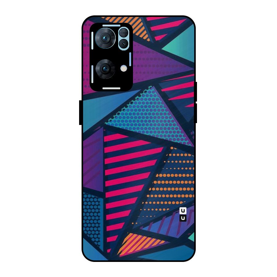 Abstract Lines Polka Metal Back Case for Oppo Reno7 Pro 5G