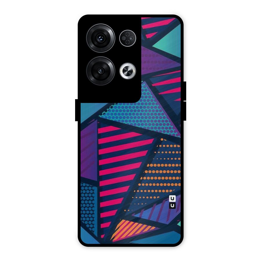Abstract Lines Polka Metal Back Case for Oppo Reno8 Pro 5G