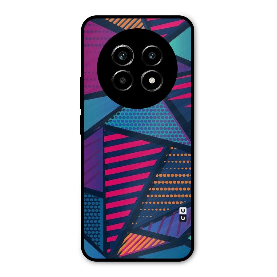 Abstract Lines Polka Metal Back Case for Realme 13 Pro