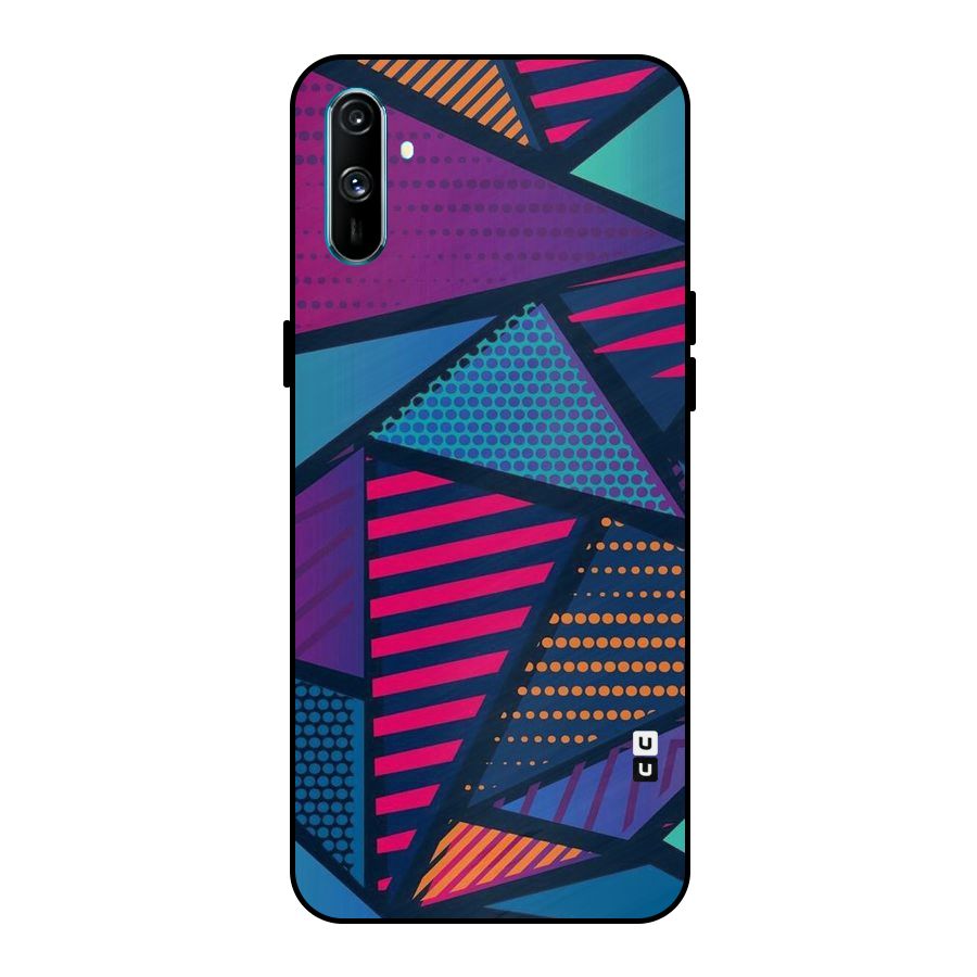 Abstract Lines Polka Metal Back Case for Realme C3