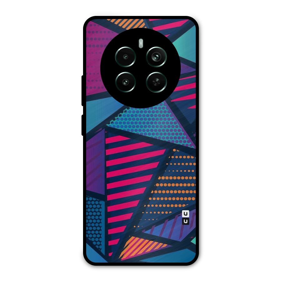 Abstract Lines Polka Metal Back Case for Realme Narzo 70 Pro