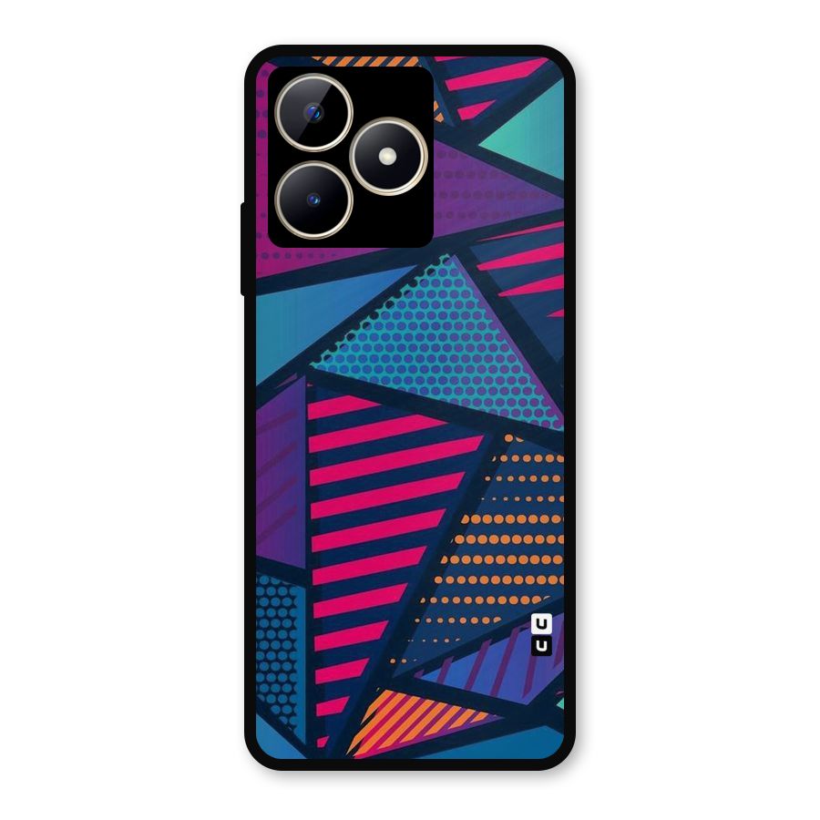 Abstract Lines Polka Metal Back Case for Realme Narzo N53