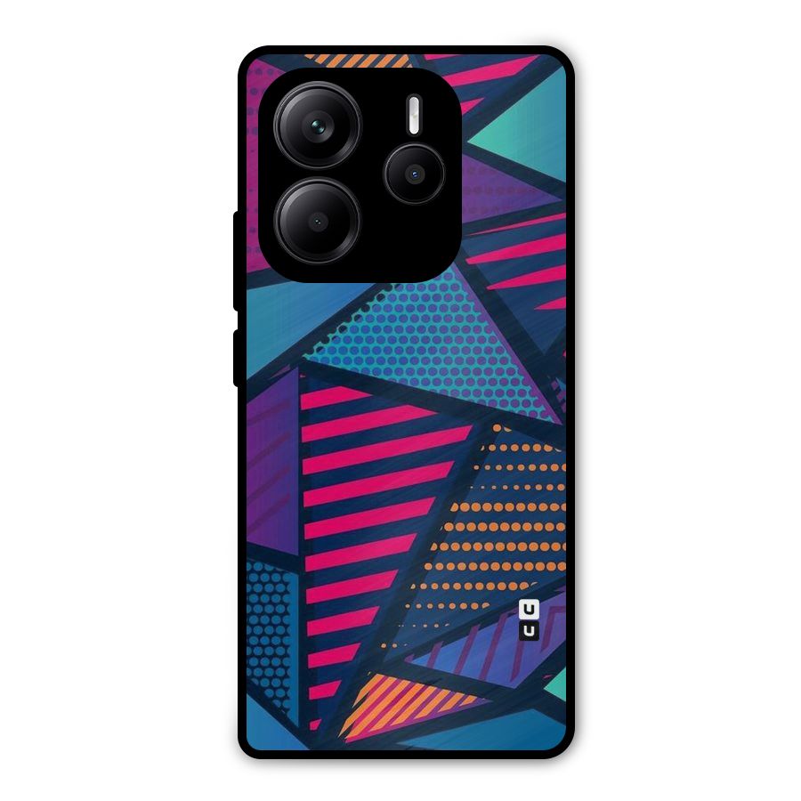 Abstract Lines Polka Metal Back Case for Redmi Note 14 5G