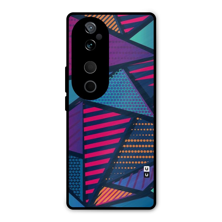 Abstract Lines Polka Metal Back Case for Vivo T3 Ultra