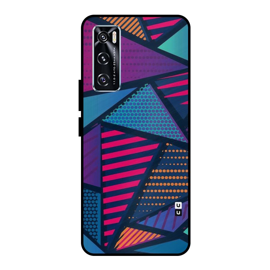 Abstract Lines Polka Metal Back Case for Vivo V20 SE