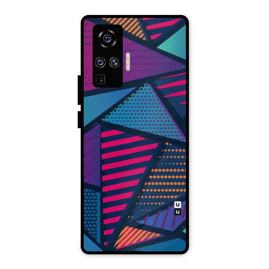 Abstract Lines Polka Metal Back Case for Vivo X50 Pro