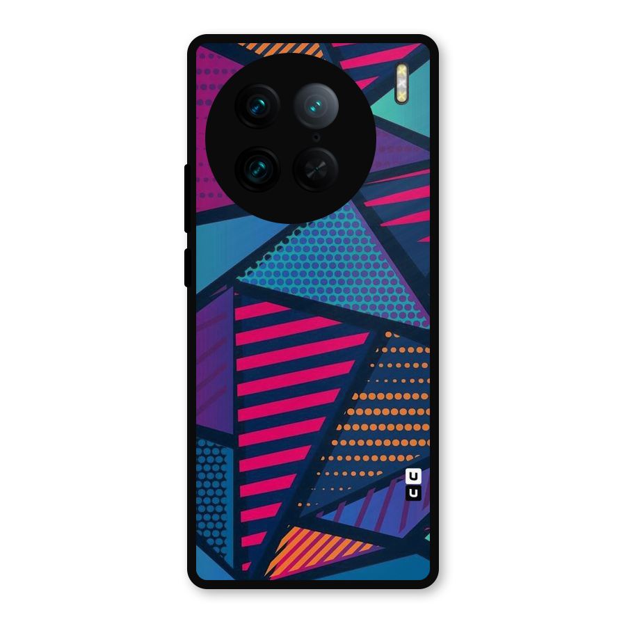 Abstract Lines Polka Metal Back Case for Vivo X90 Pro