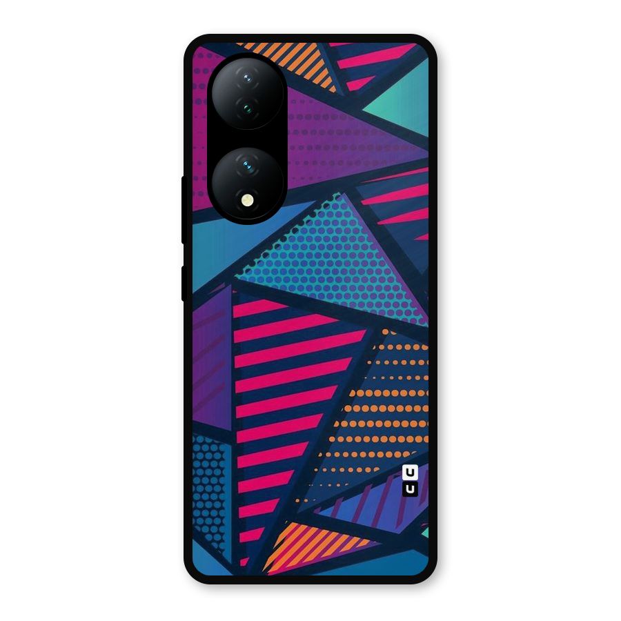 Abstract Lines Polka Metal Back Case for Vivo Y100a