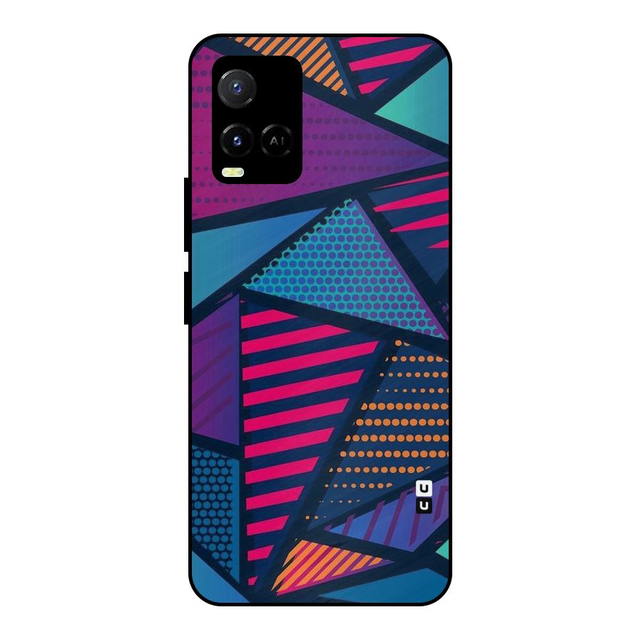 Abstract Lines Polka Metal Back Case for Vivo Y21