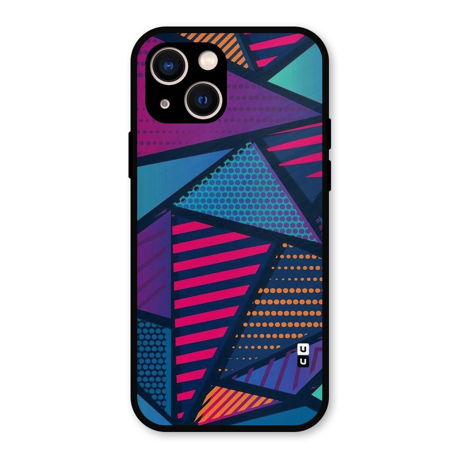 Abstract Lines Polka Metal Back Case for iPhone 13