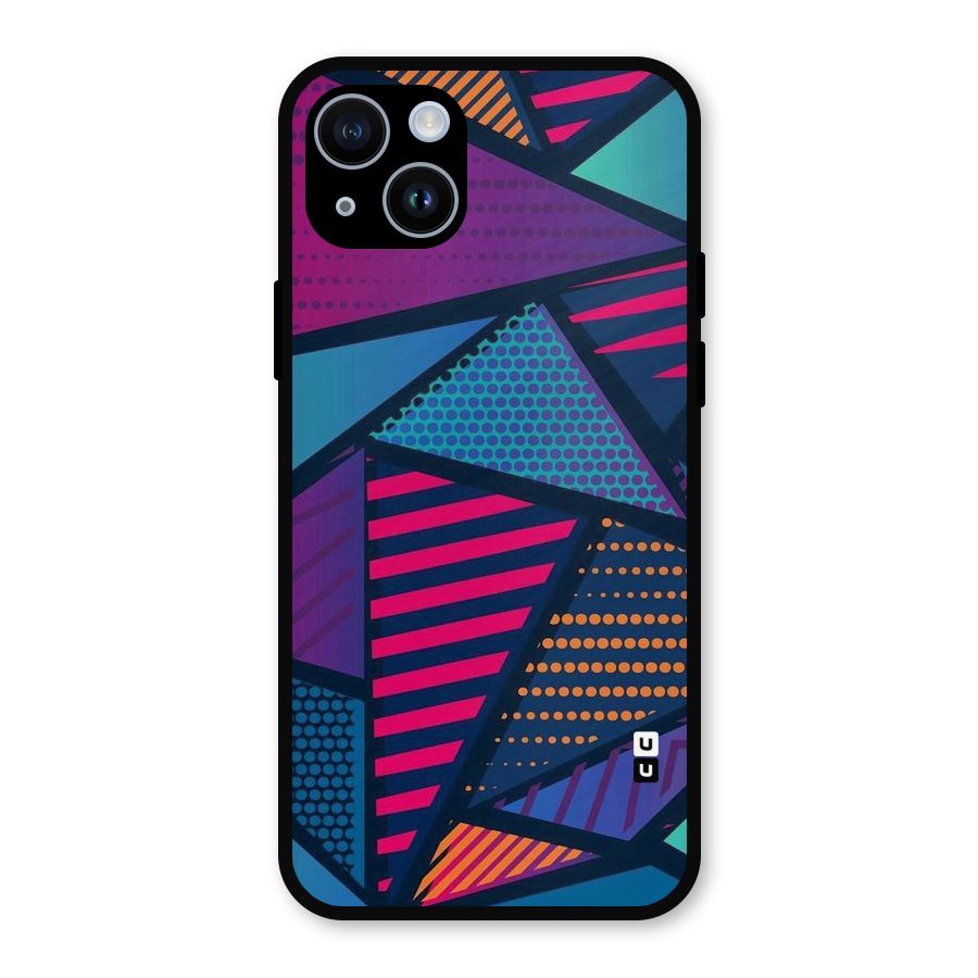 Abstract Lines Polka Metal Back Case for iPhone 14