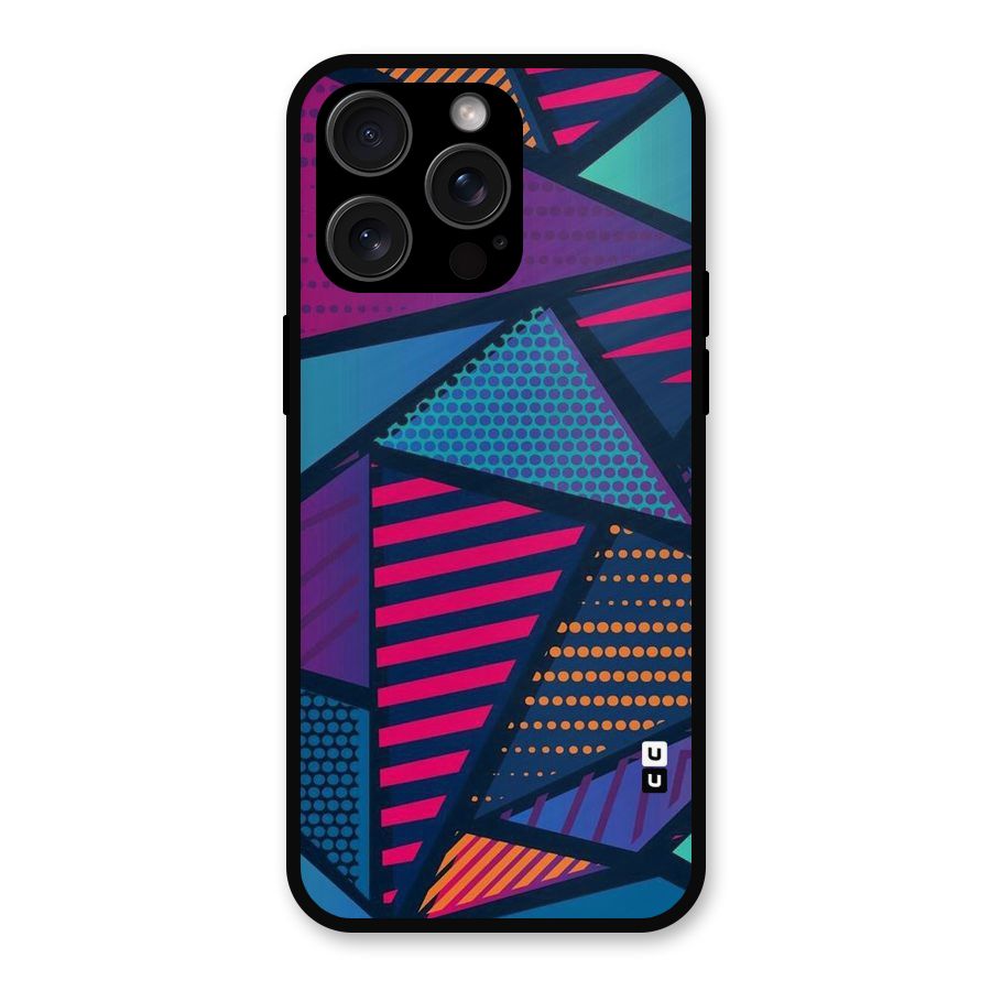 Abstract Lines Polka Metal Back Case for iPhone 15 Pro Max