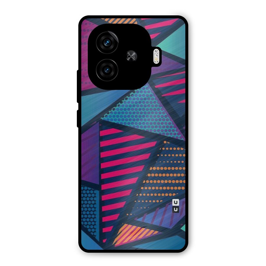 Abstract Lines Polka Metal Back Case for iQOO Z9 Turbo