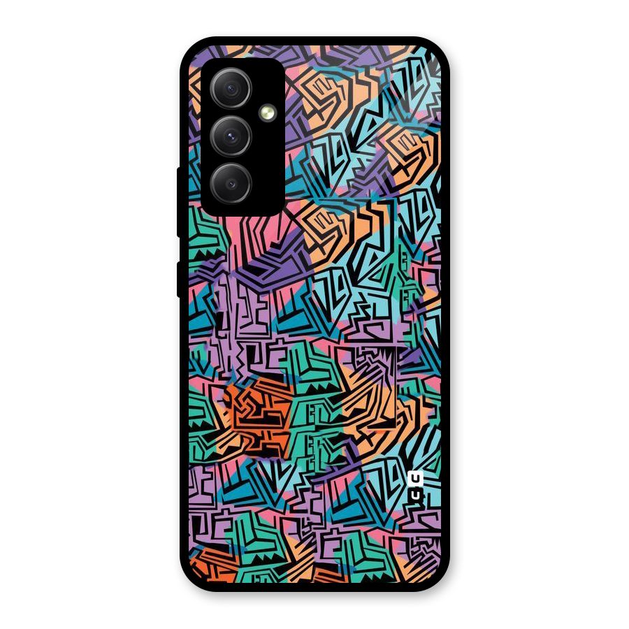 Abstract Lining Colors Glass Back Case for Galaxy A34