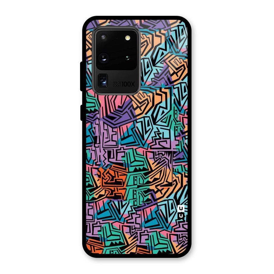 Abstract Lining Colors Glass Back Case for Galaxy S20 Ultra