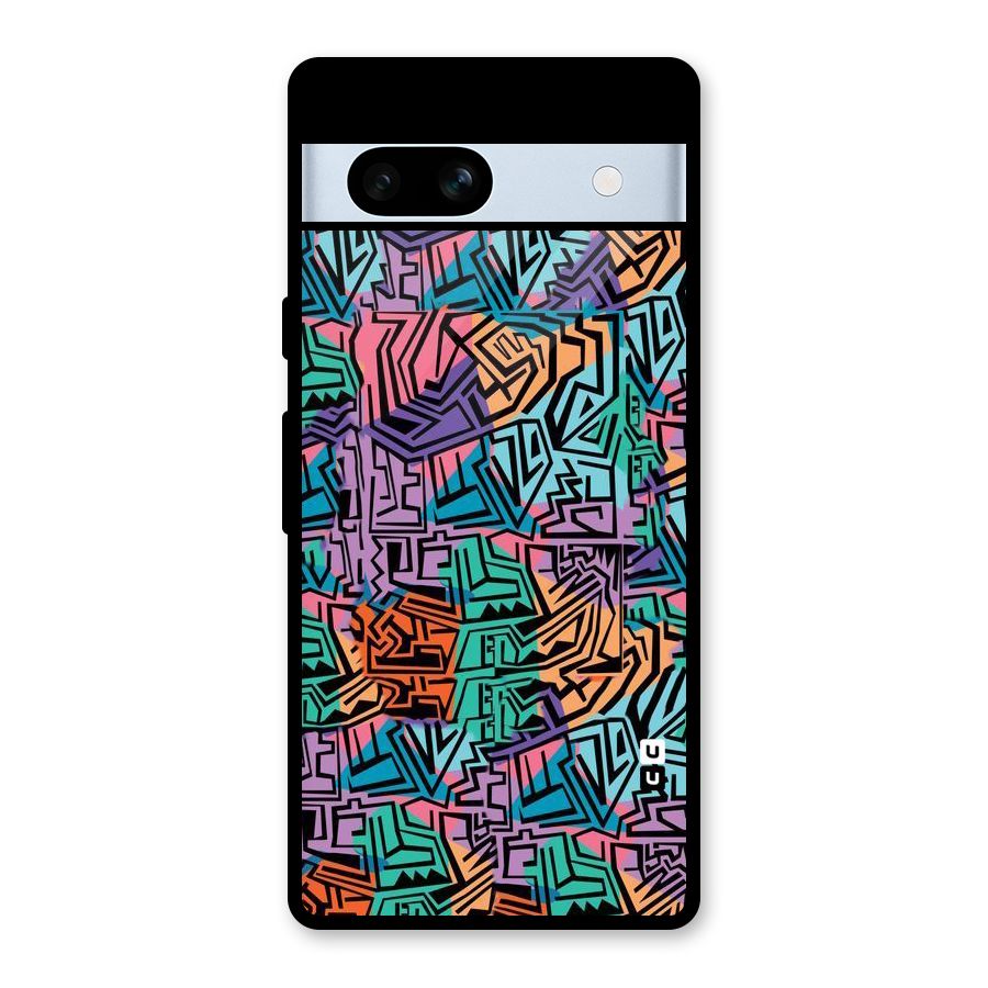 Abstract Lining Colors Glass Back Case for Google Pixel 7a