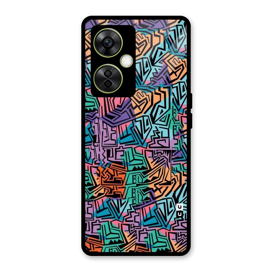Abstract Lining Colors Glass Back Case for OnePlus Nord CE 3 Lite