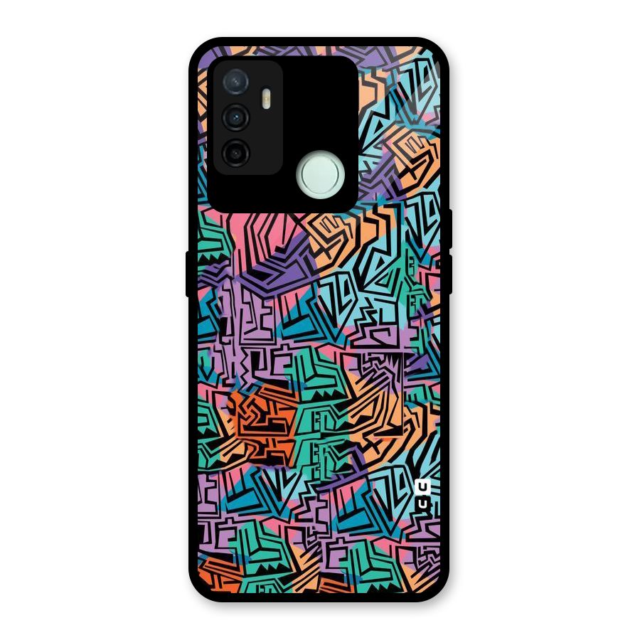 Abstract Lining Colors Glass Back Case for Oppo A53