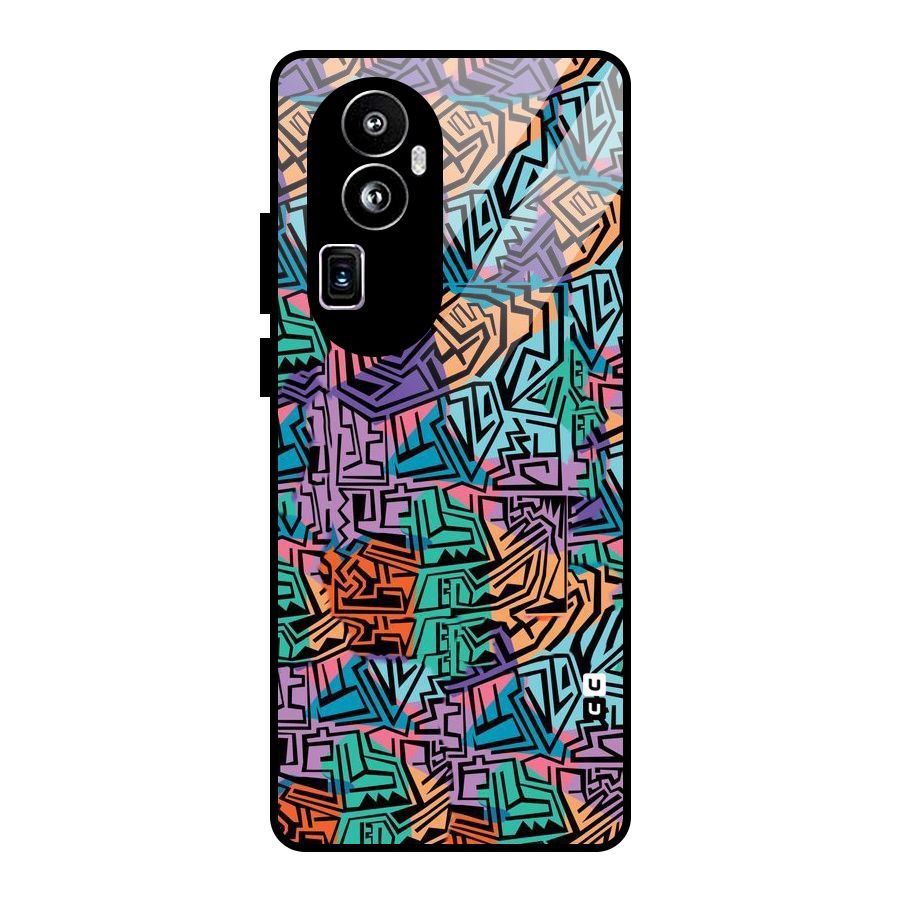 Abstract Lining Colors Glass Back Case for Oppo Reno10 Pro Plus