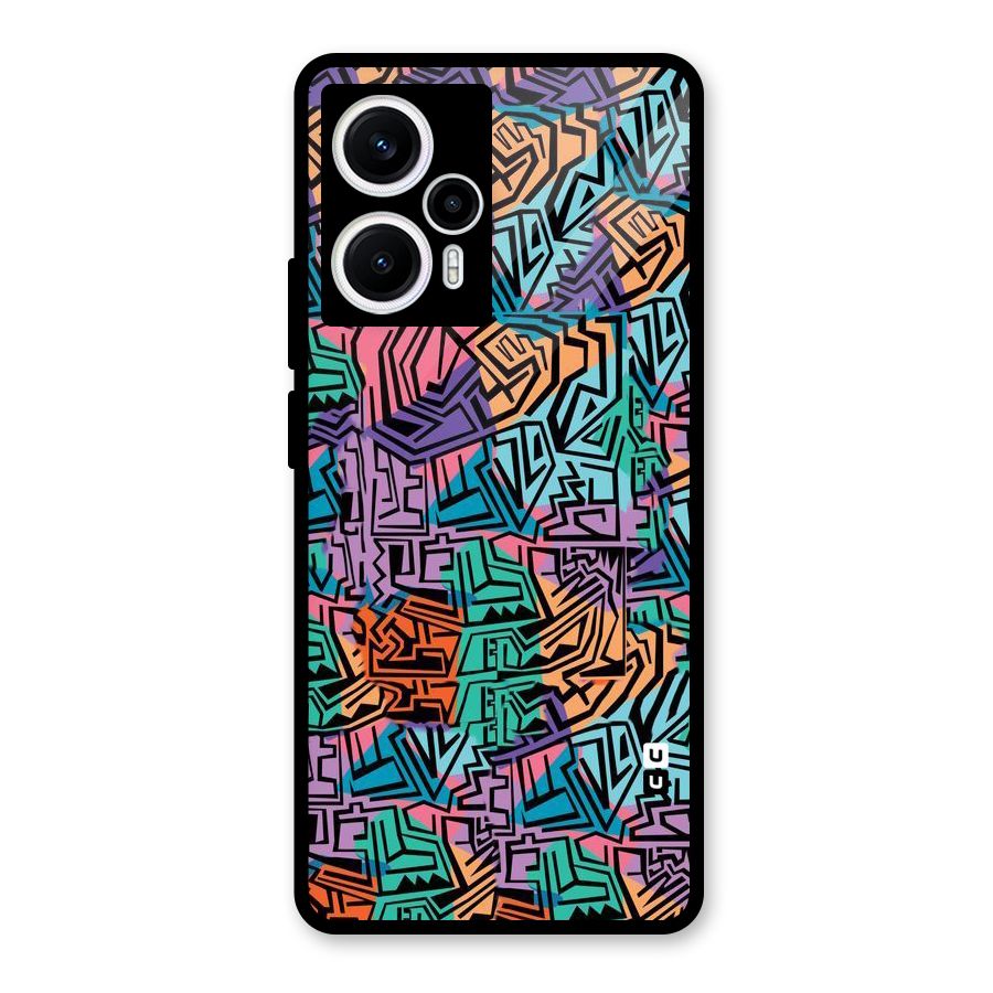 Abstract Lining Colors Glass Back Case for Poco F5