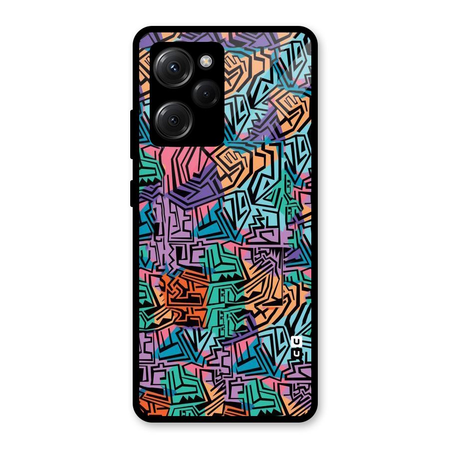 Abstract Lining Colors Glass Back Case for Poco X5 Pro