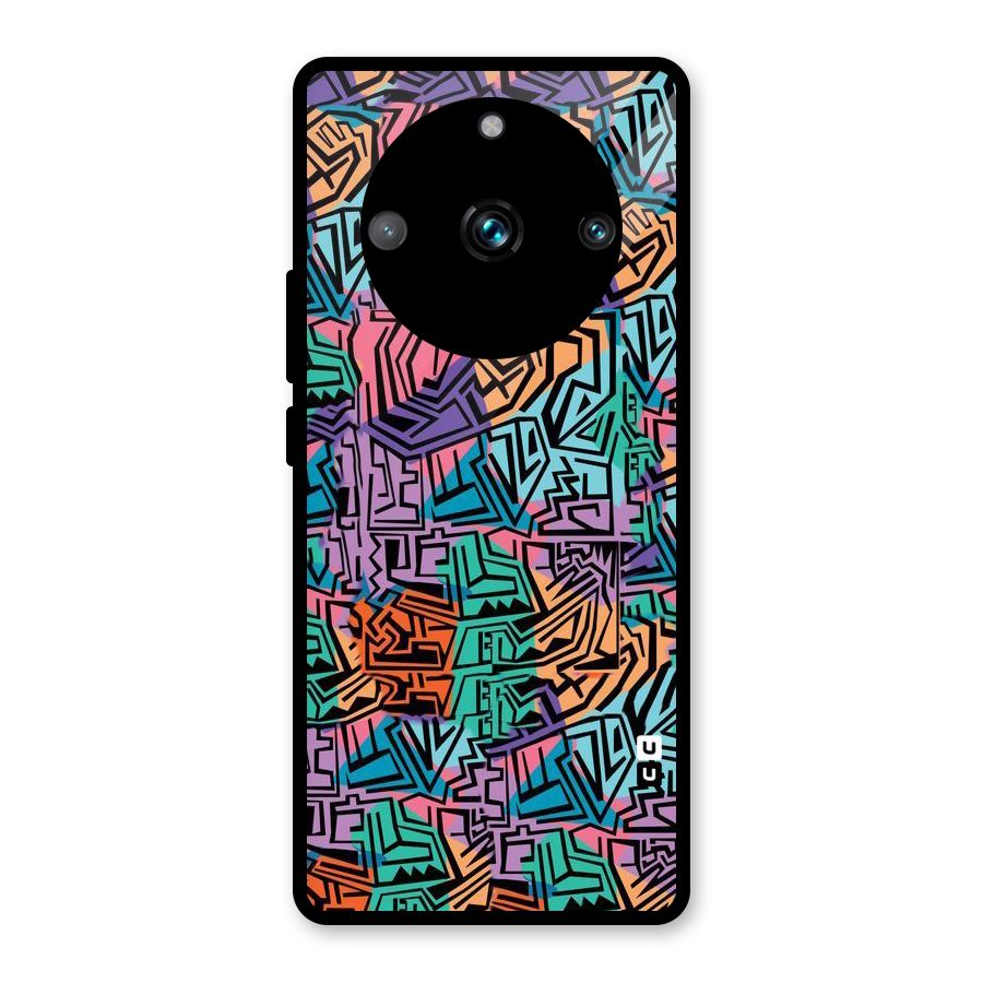 Abstract Lining Colors Glass Back Case for Realme 11 Pro