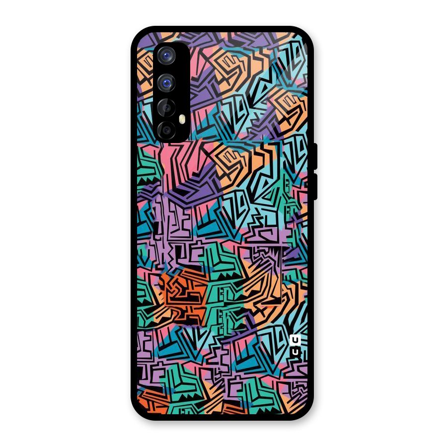 Abstract Lining Colors Glass Back Case for Realme Narzo 20 Pro