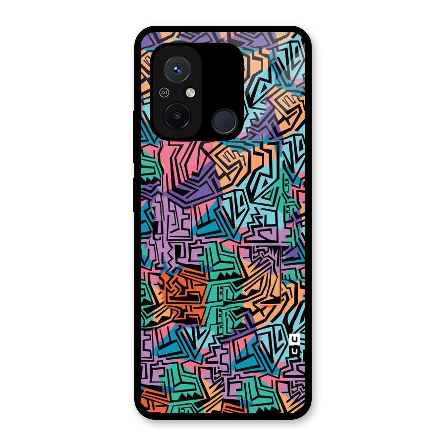 Abstract Lining Colors Glass Back Case for Redmi 12C