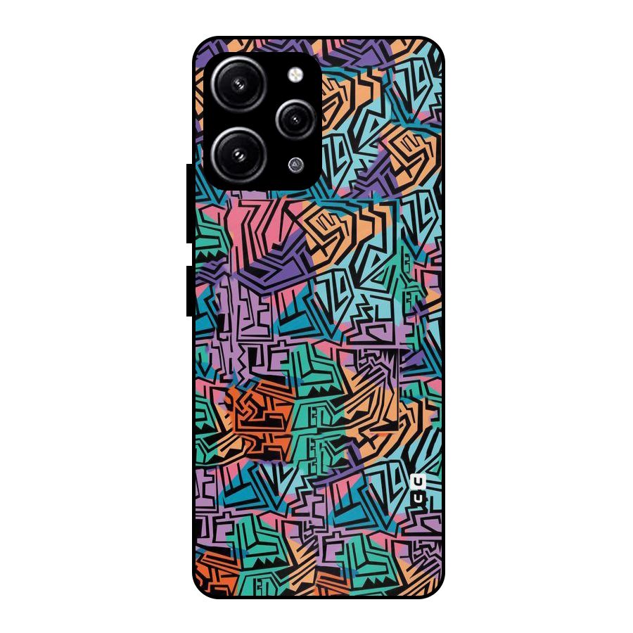 Abstract Lining Colors Glass Back Case for Redmi 12 4G