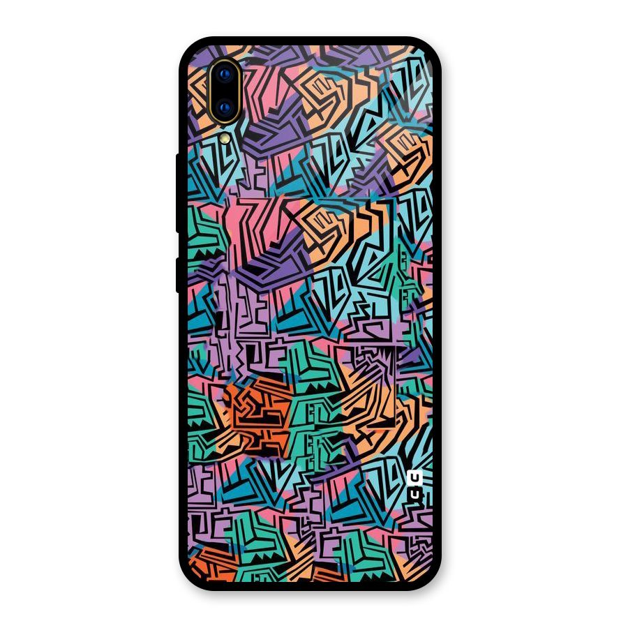 Abstract Lining Colors Glass Back Case for Vivo V11 Pro