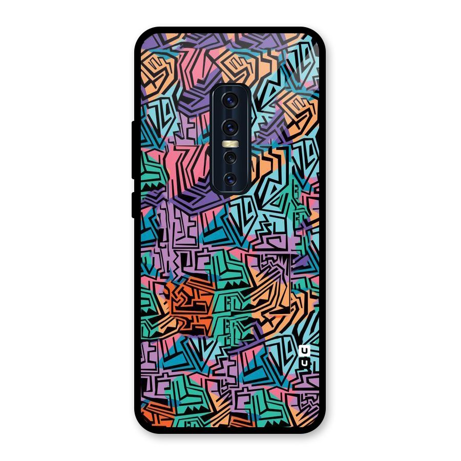 Abstract Lining Colors Glass Back Case for Vivo V17 Pro