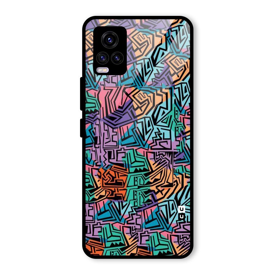 Abstract Lining Colors Glass Back Case for Vivo V20 2021