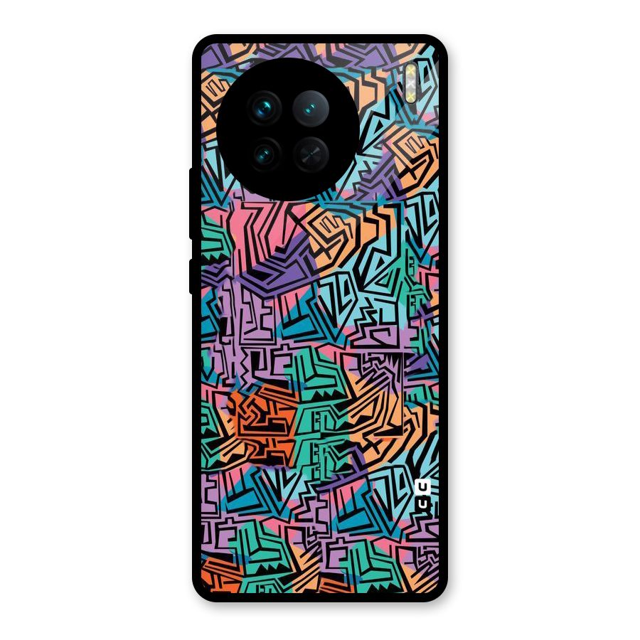Abstract Lining Colors Glass Back Case for Vivo X90