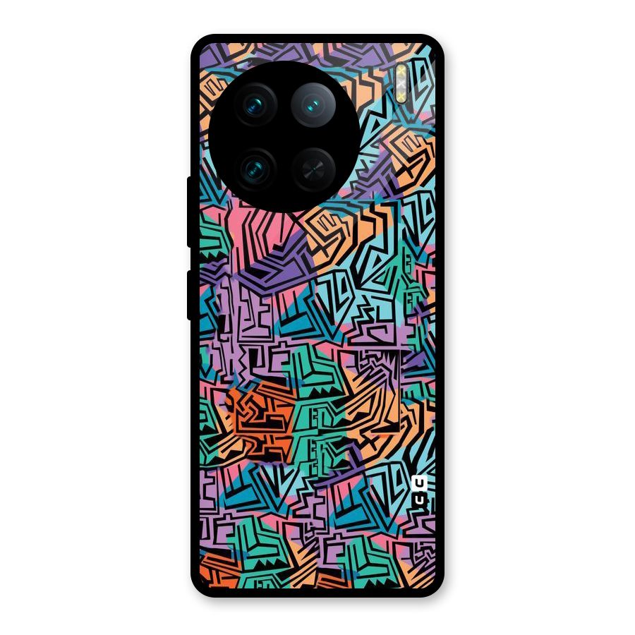 Abstract Lining Colors Glass Back Case for Vivo X90 Pro