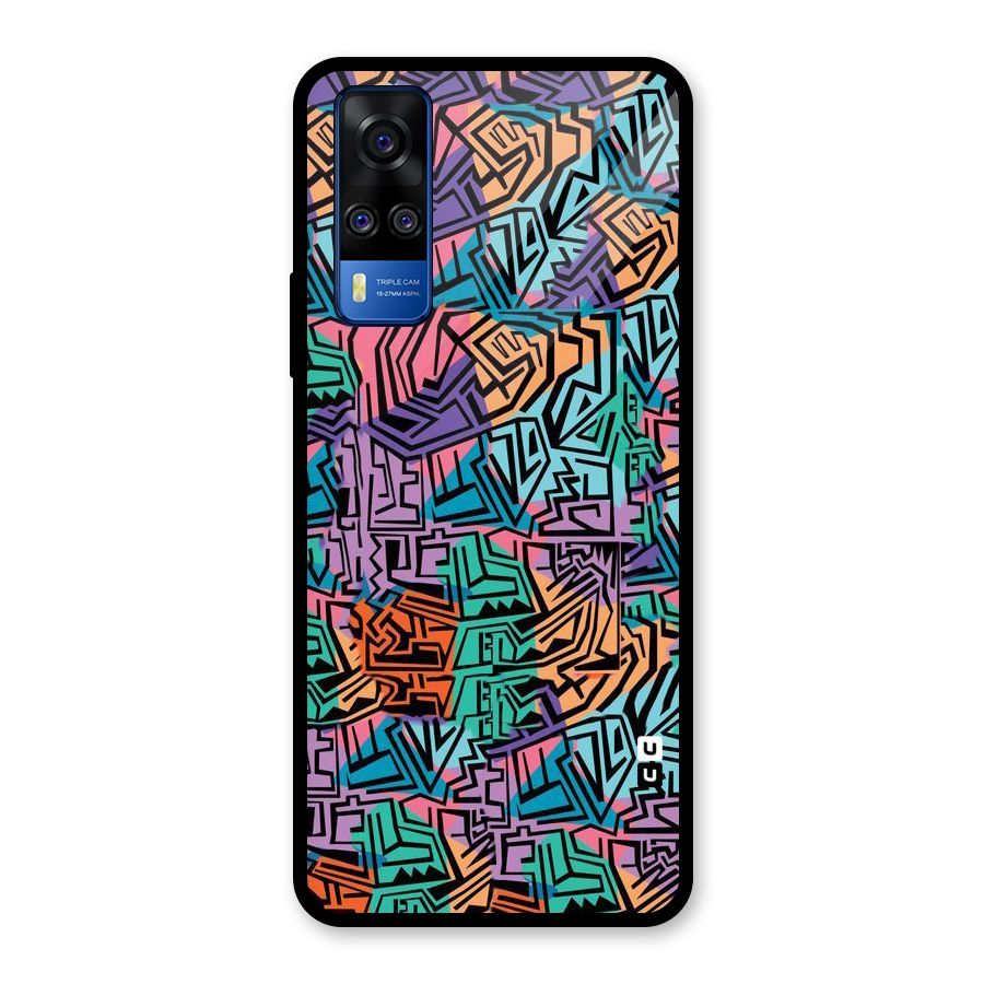 Abstract Lining Colors Glass Back Case for Vivo Y31
