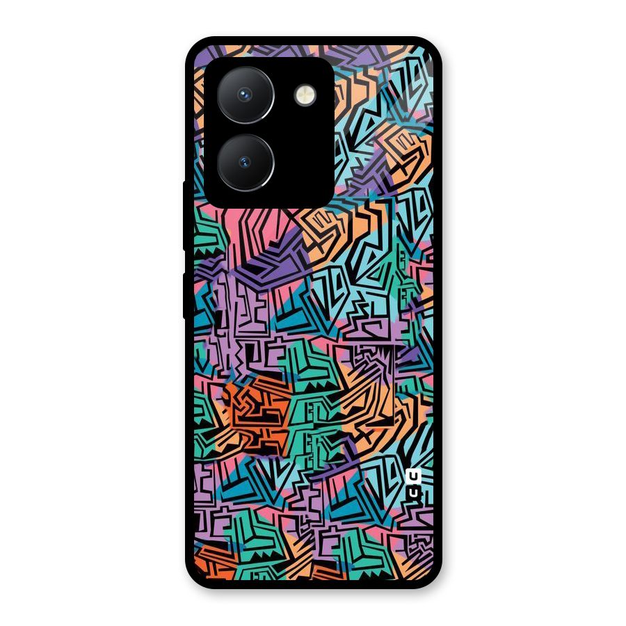 Abstract Lining Colors Glass Back Case for Vivo Y36