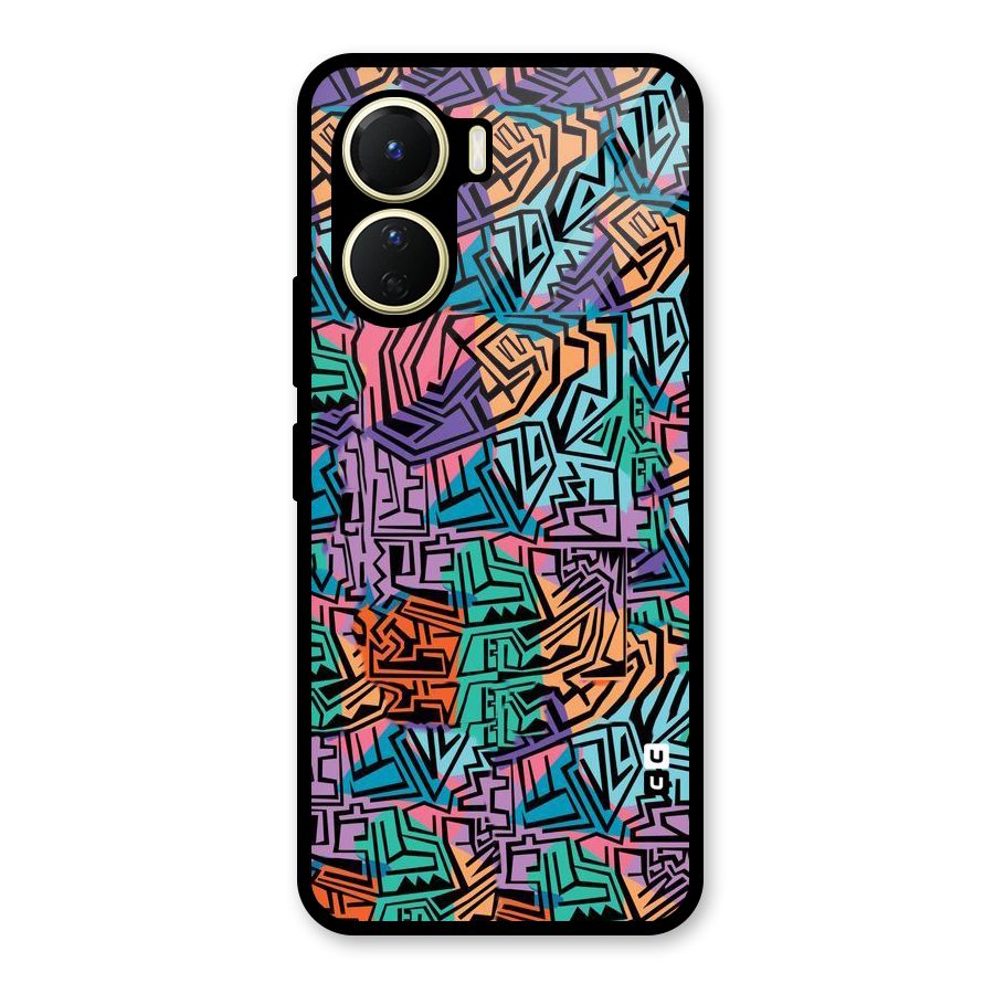 Abstract Lining Colors Glass Back Case for Vivo Y56