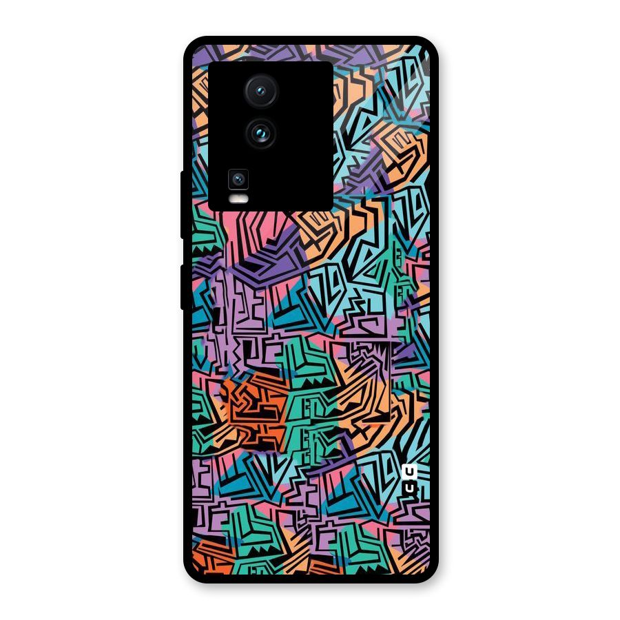 Abstract Lining Colors Glass Back Case for Vivo iQOO Neo 7 Pro