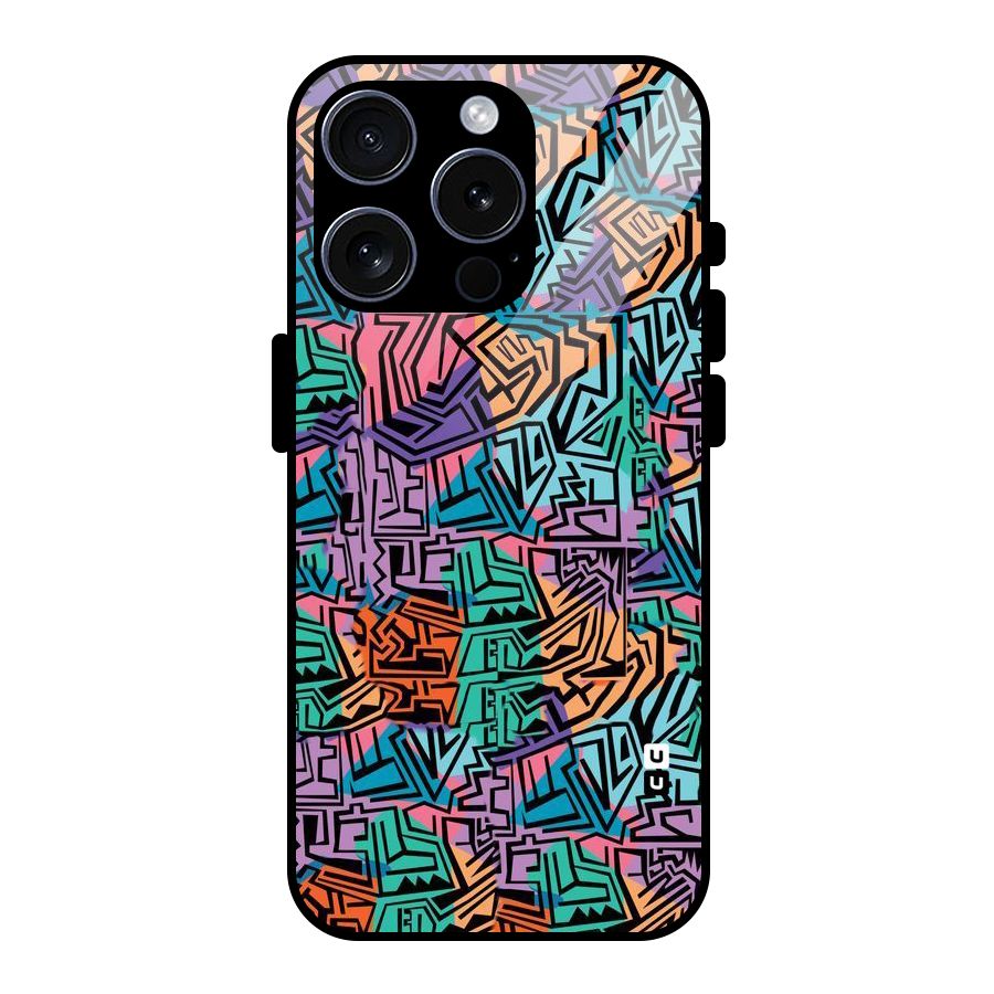 Abstract Lining Colors Glass Back Case for iPhone 15 Pro