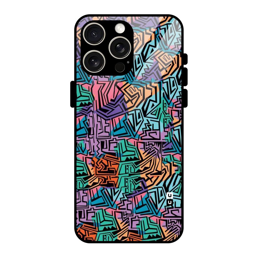 Abstract Lining Colors Glass Back Case for iPhone 15 Pro Max