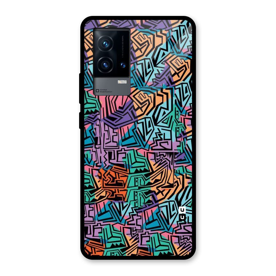 Abstract Lining Colors Glass Back Case for iQOO 9 5G