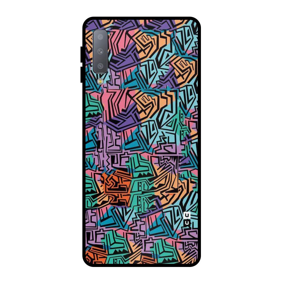 Abstract Lining Colors Metal Back Case for Galaxy A7 (2018)