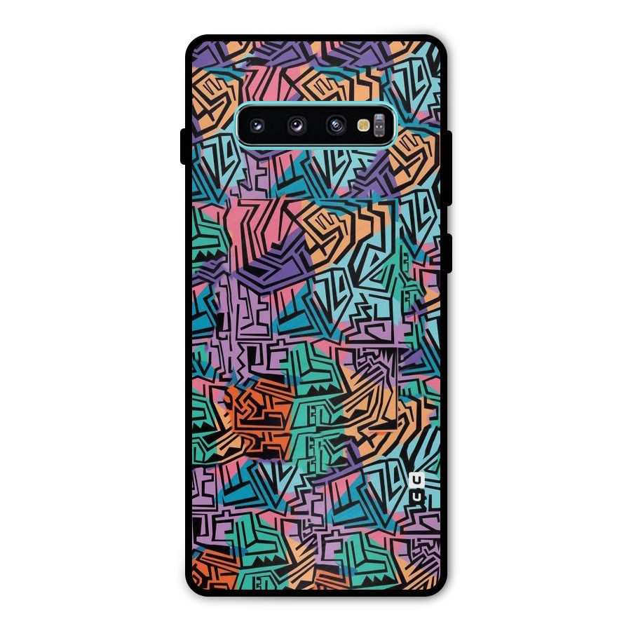Abstract Lining Colors Metal Back Case for Galaxy S10 Plus