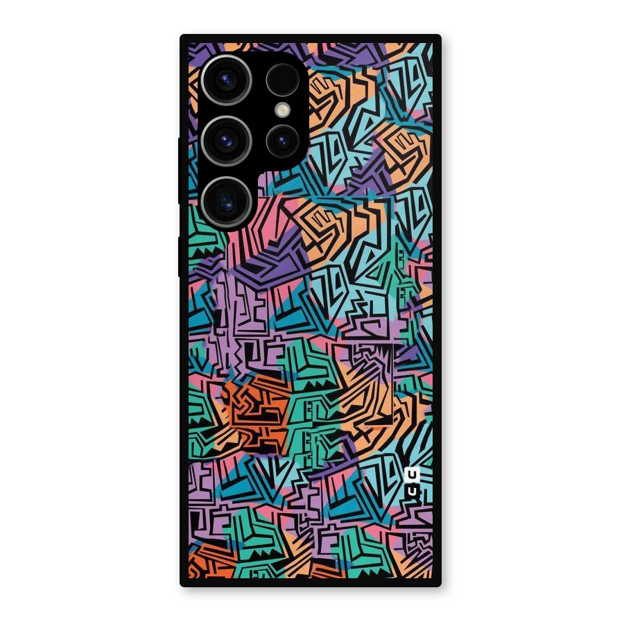 Abstract Lining Colors Metal Back Case for Galaxy S23 Ultra